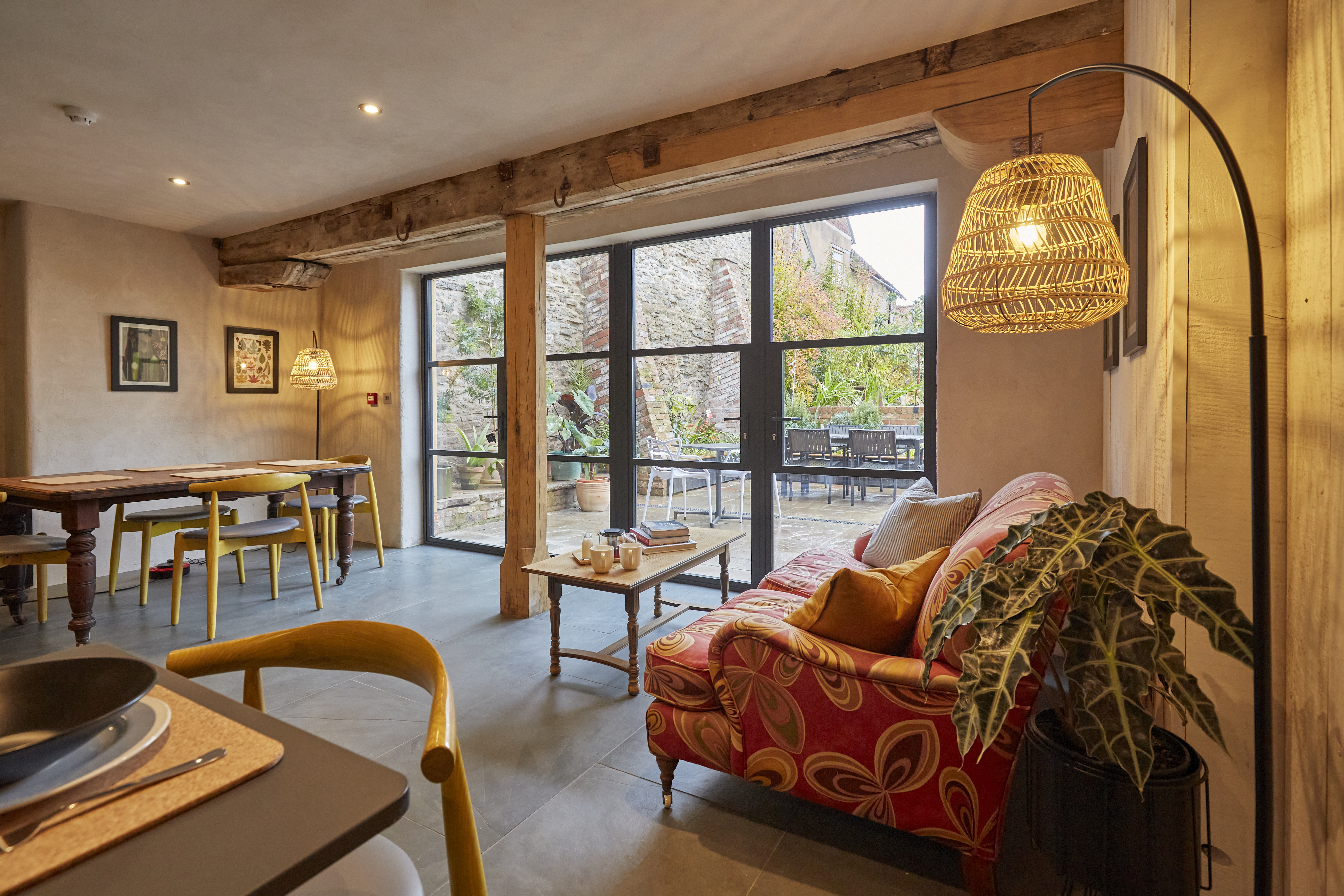 The view from the sofa in the cafe